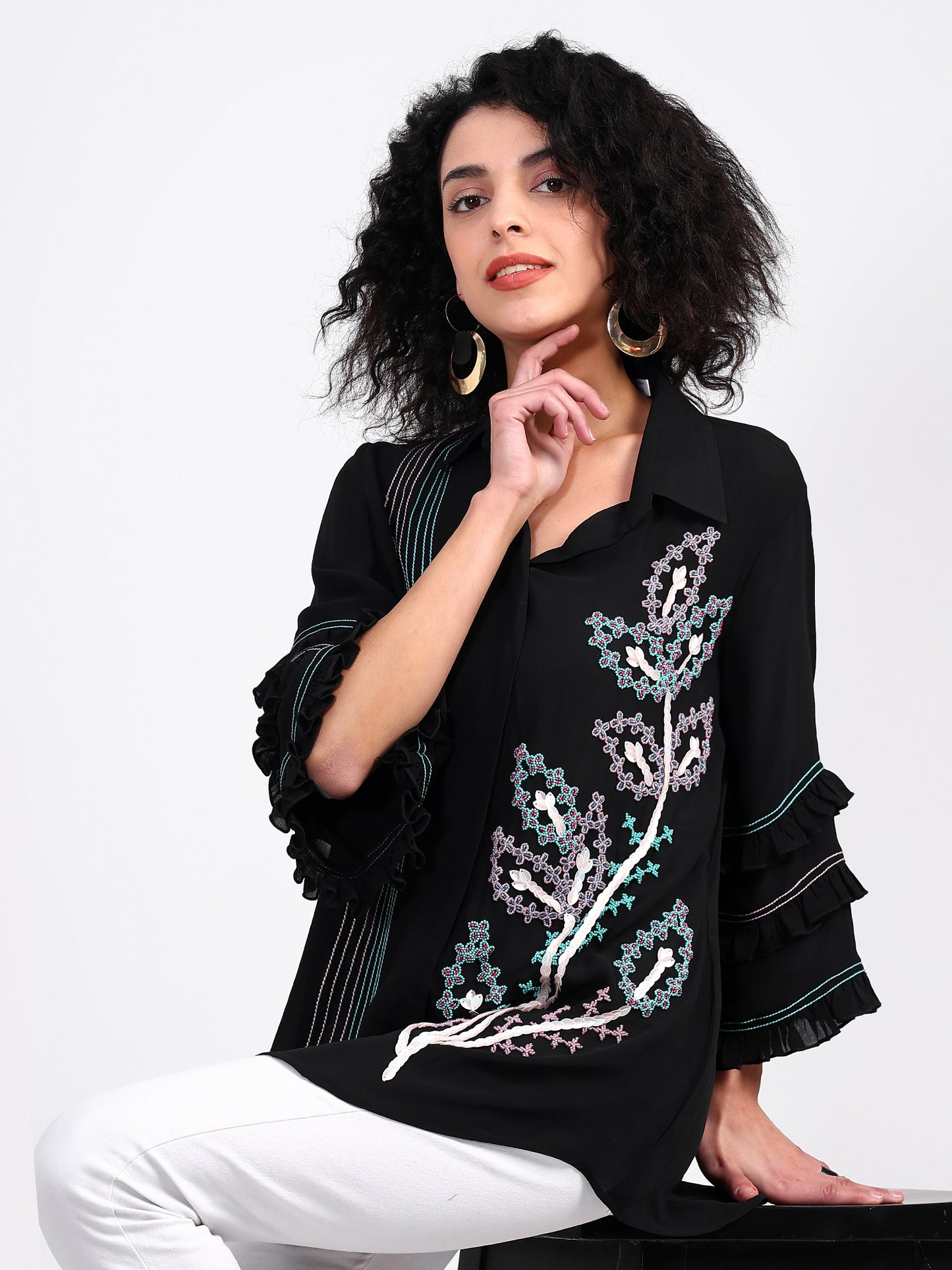 Black Embroided Shirt