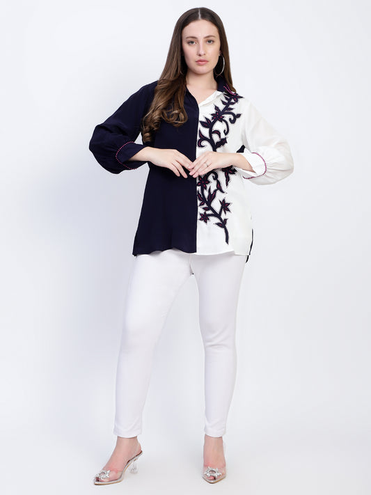 White and Navy Shirt