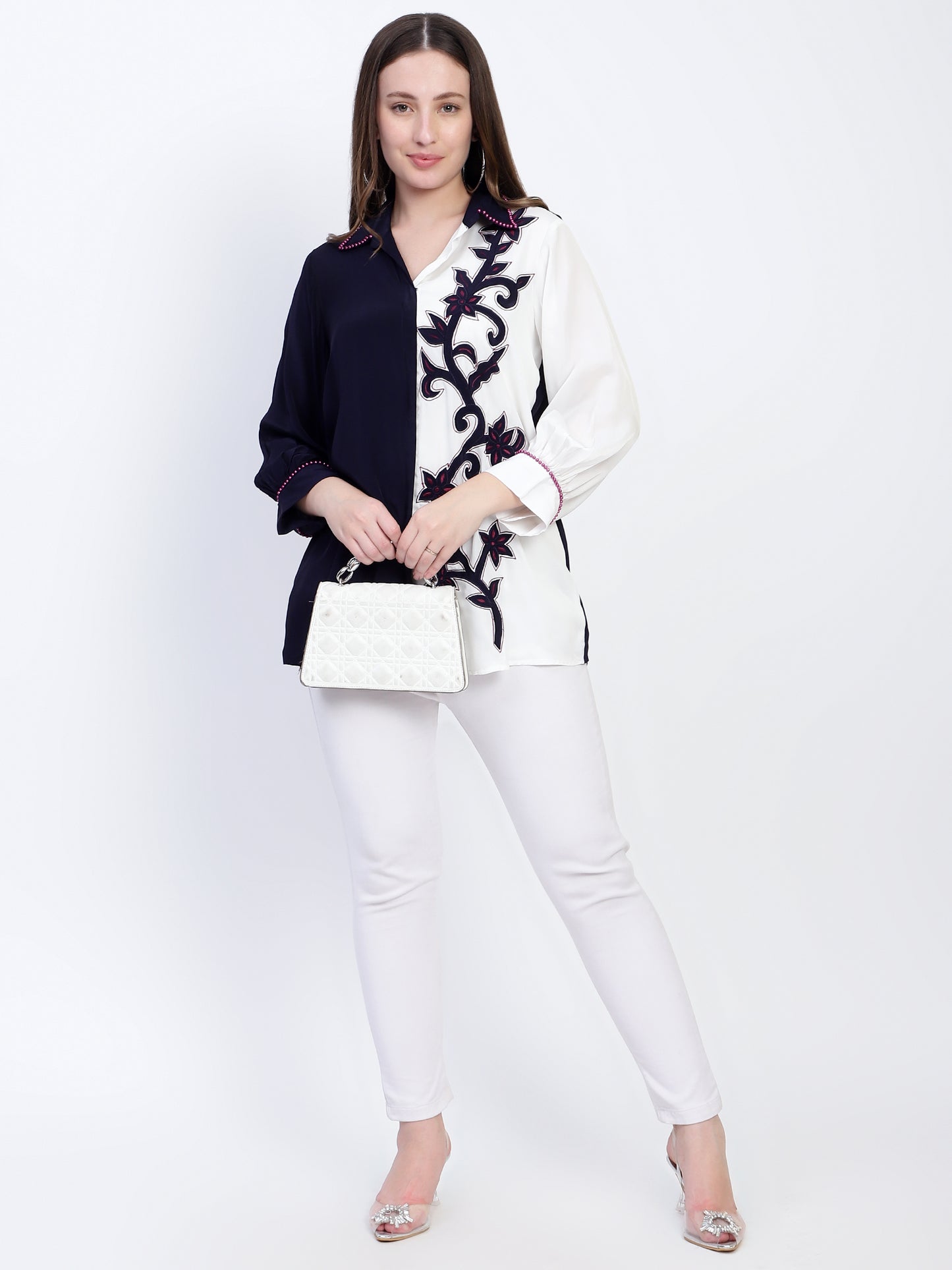 White and Navy Shirt