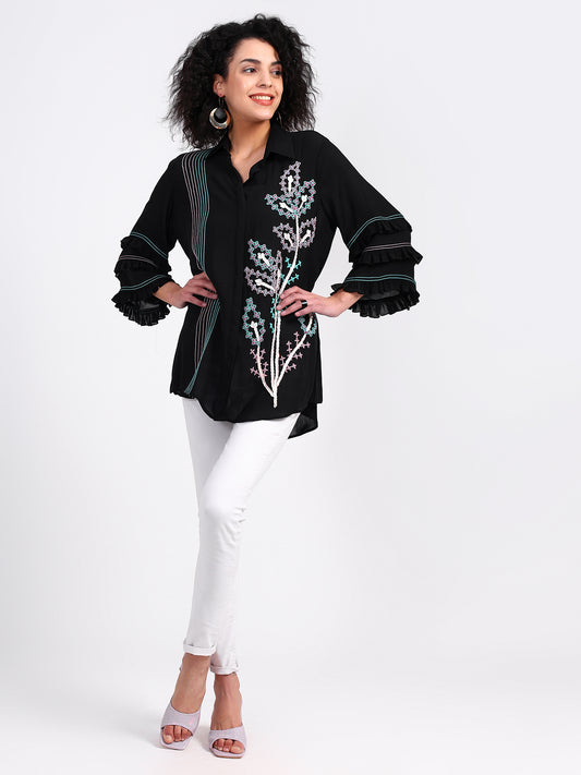 Black Embroided Shirt