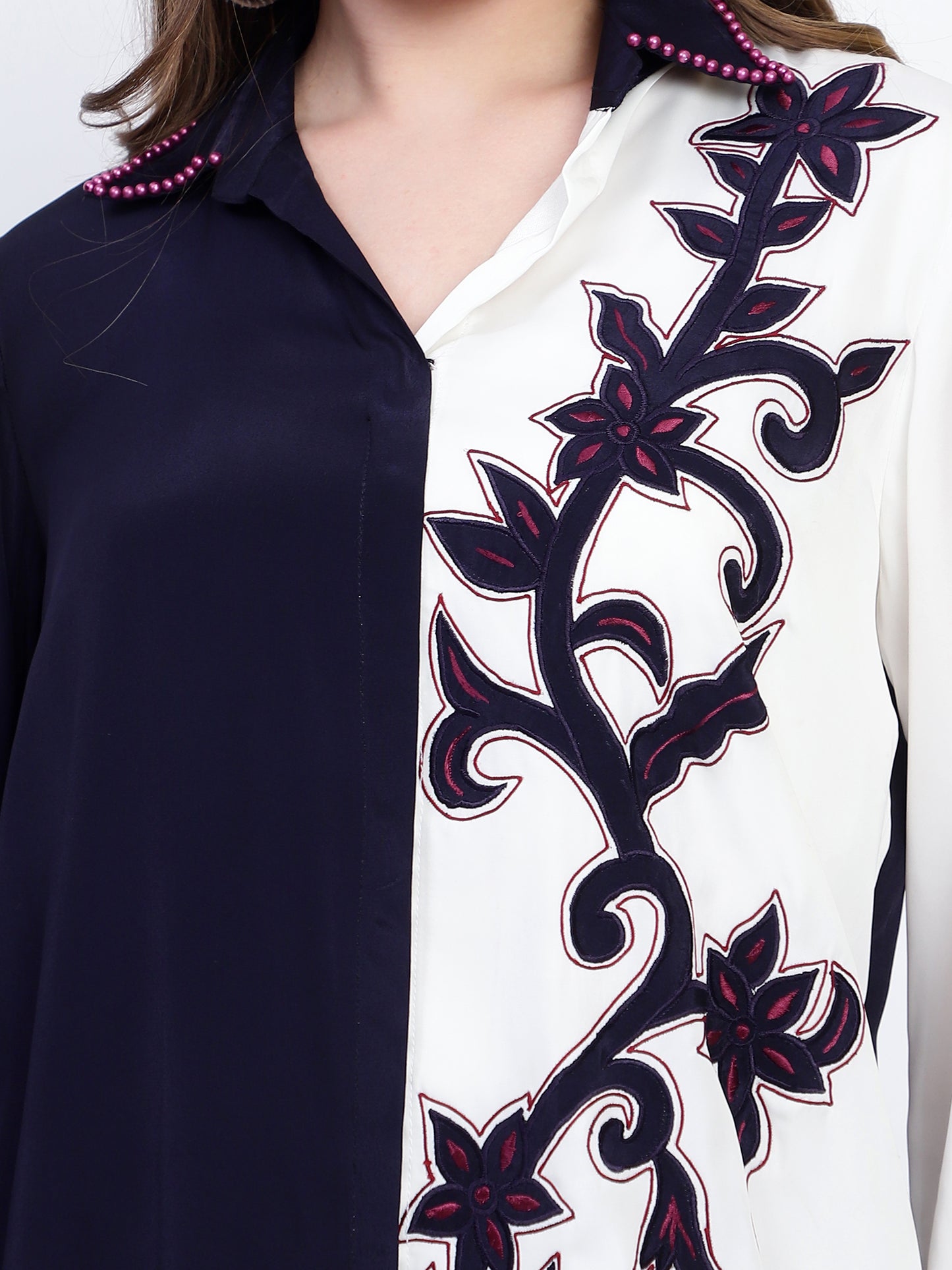 White and Navy Shirt