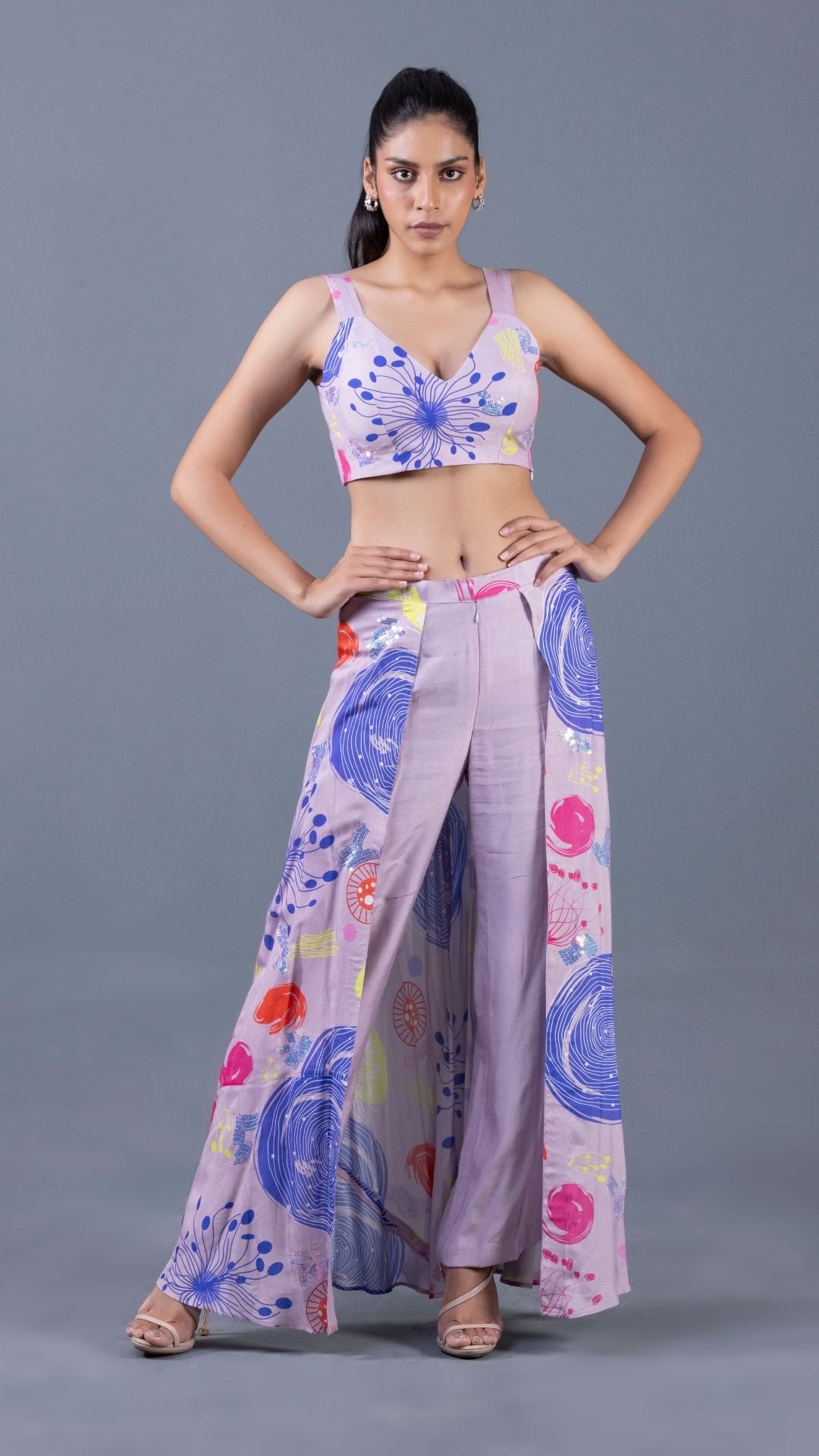 Citrus Reef Crop top with Pant Skirt Style Co-ord Set