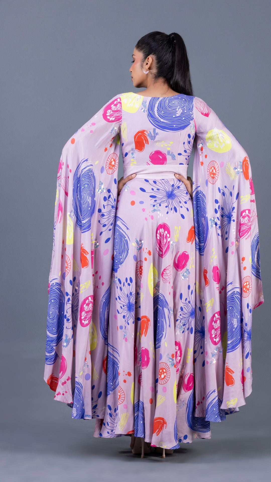 Sea Fan Flowy Sleeves Gown