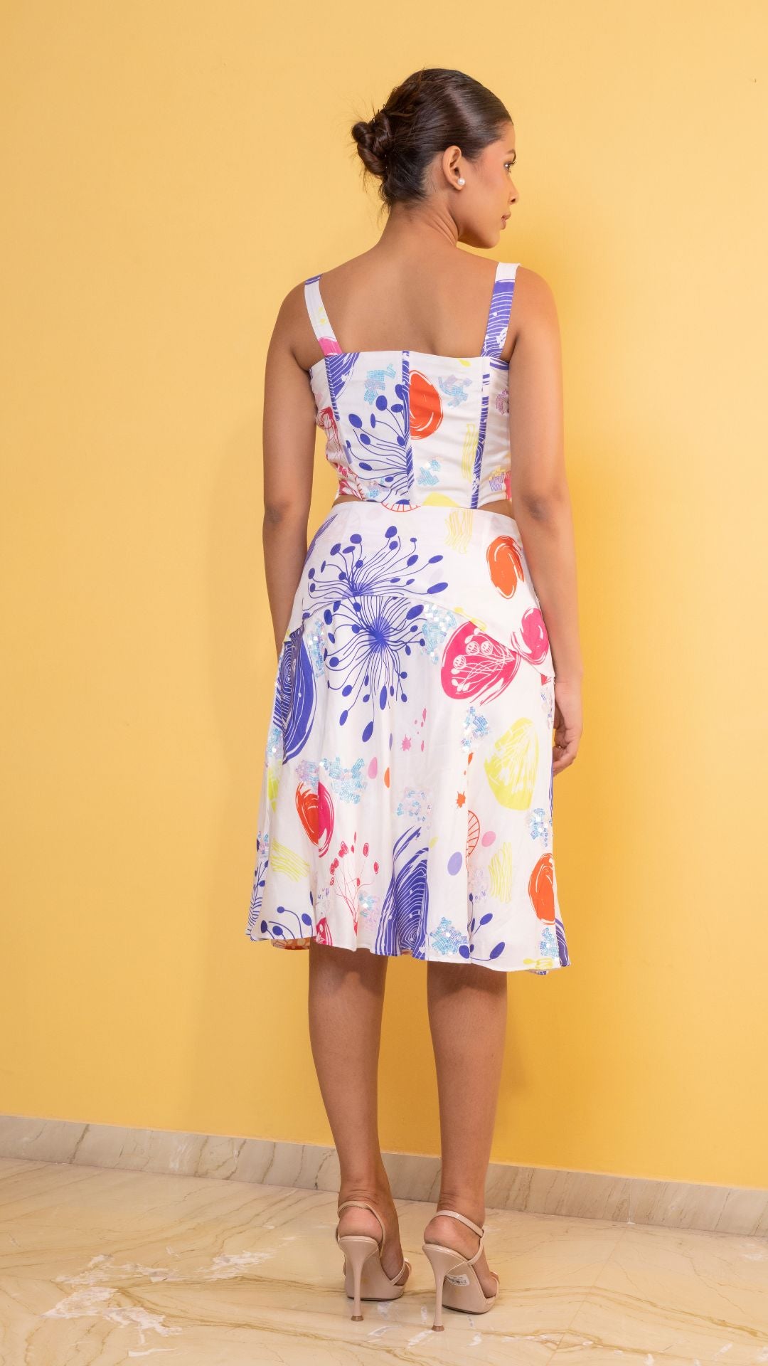 Bubble Coral Crop Top-Short Skirt Co-ord