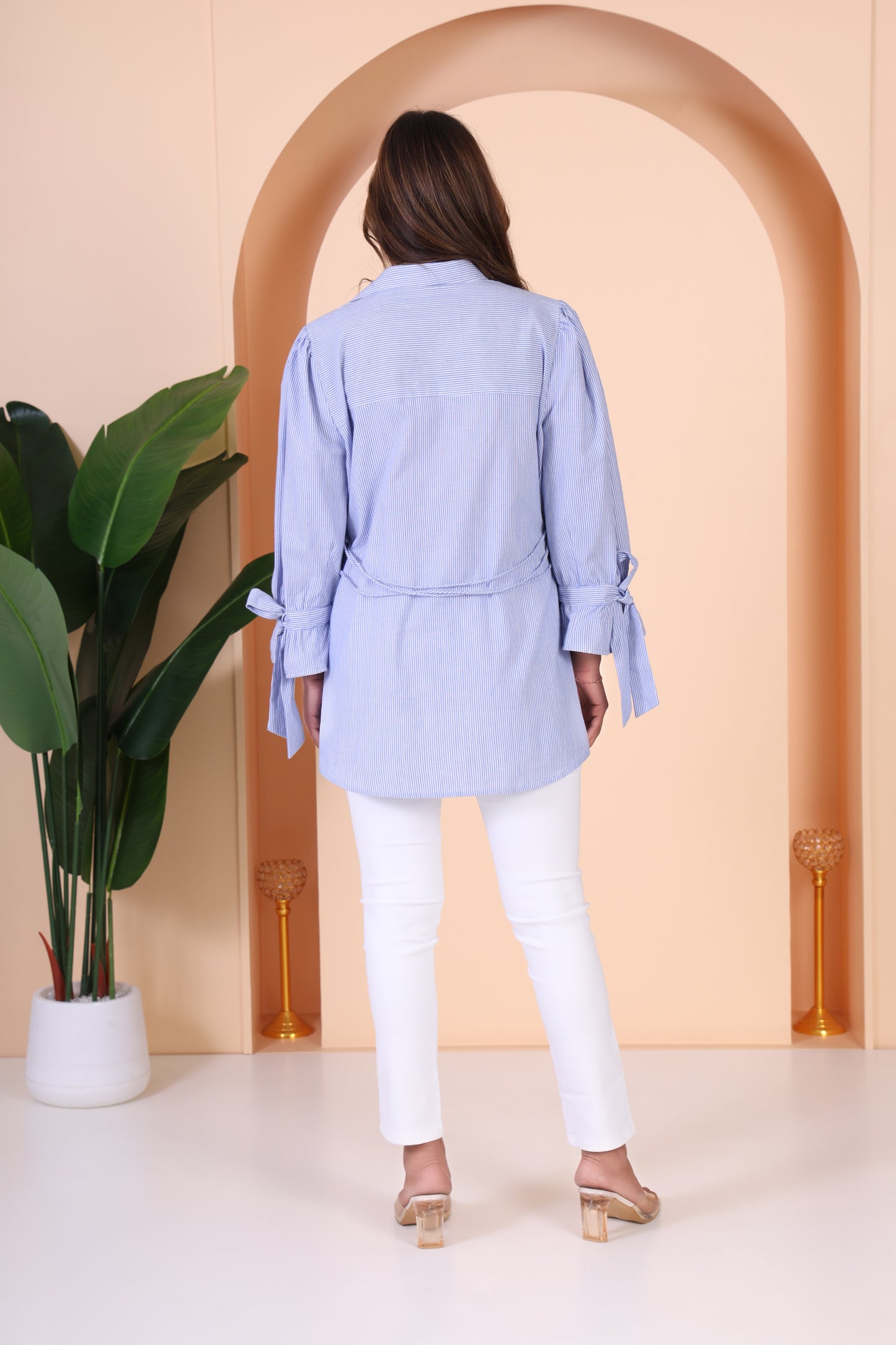 Blue Stripes Bird Shirt