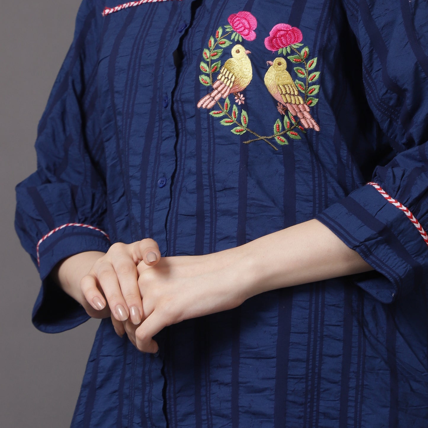 BLUE CRUSHED COTTON SHIRT