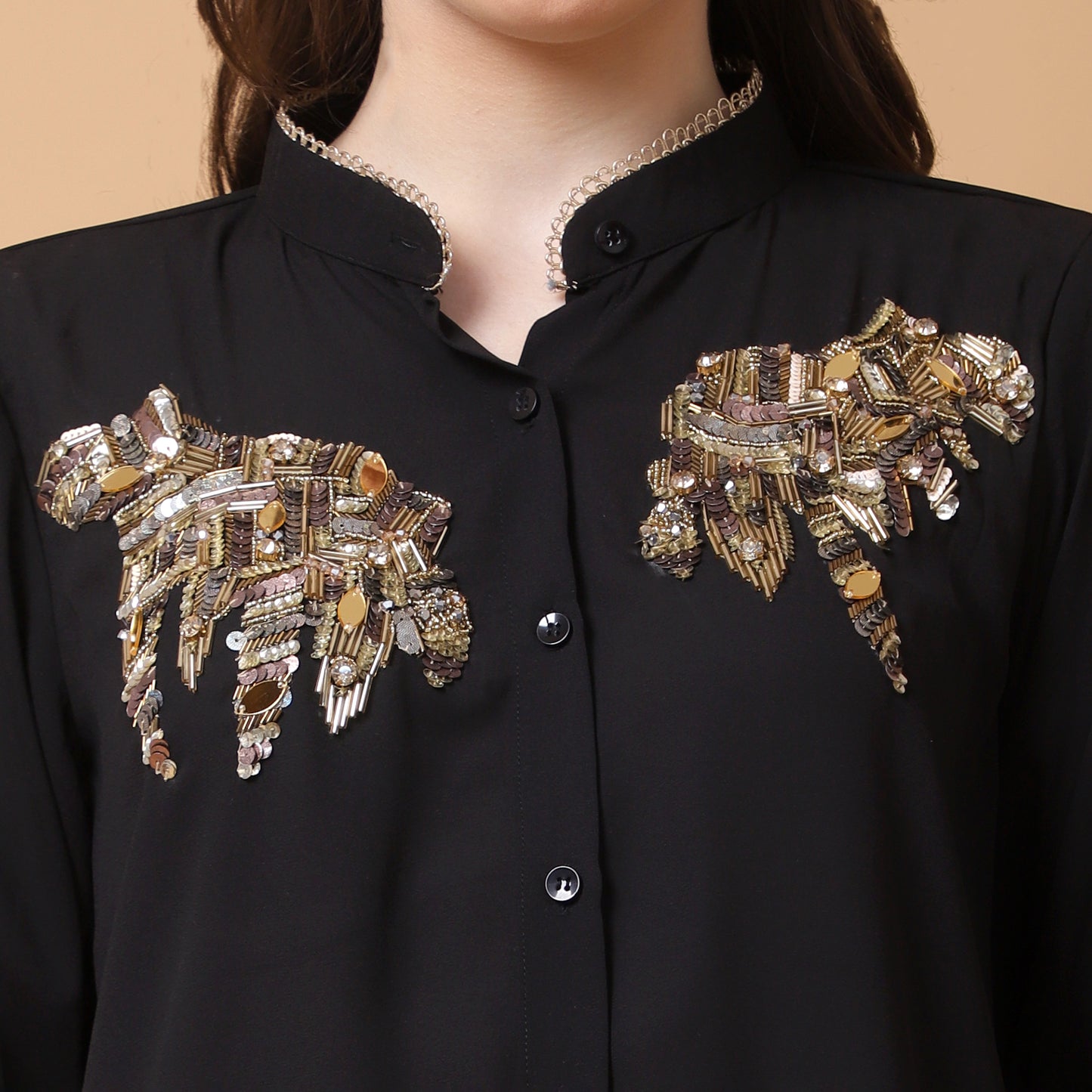 BLACK GEORGETTE SHIRT