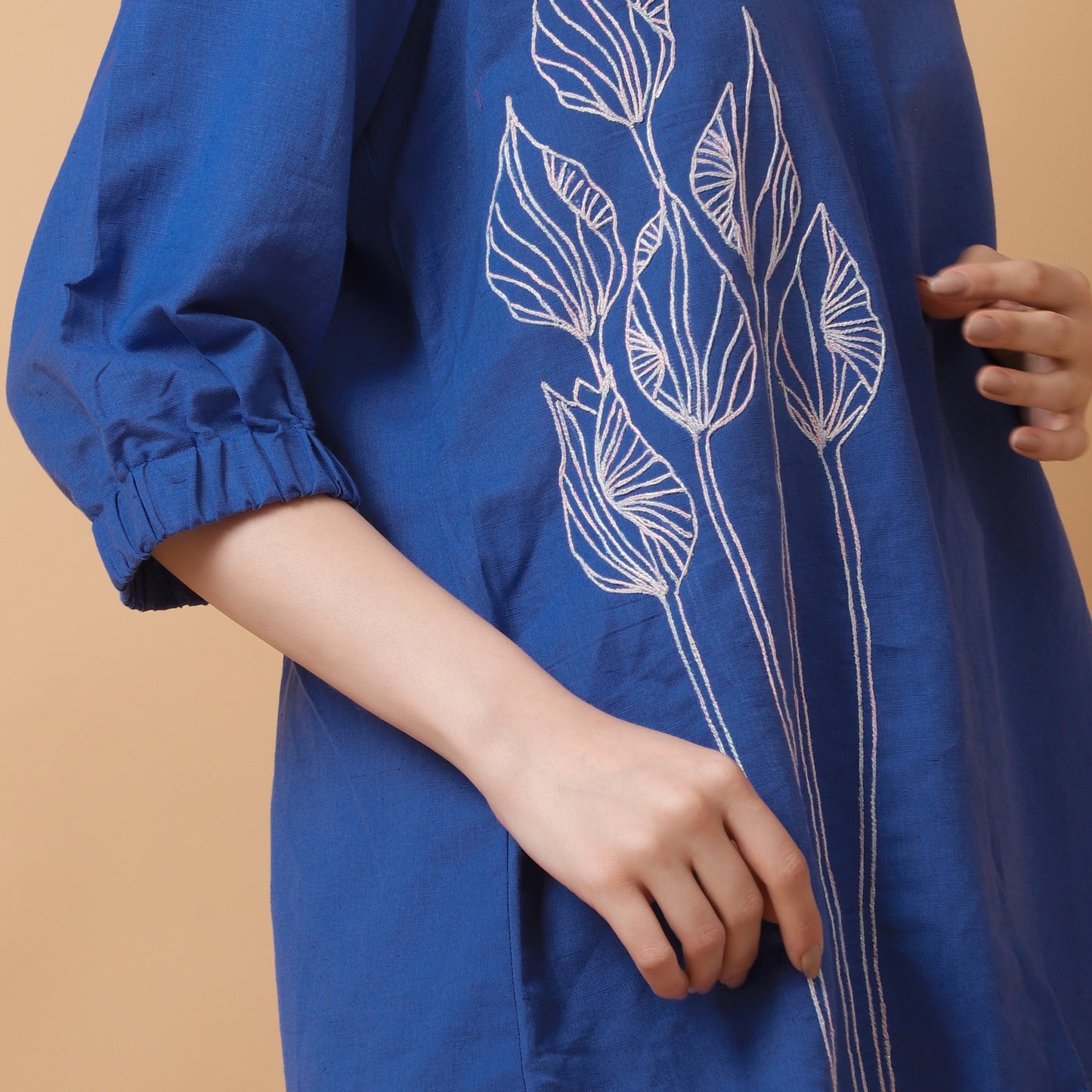 BLUE LINEN EMBROIDERED CO-ORD SET