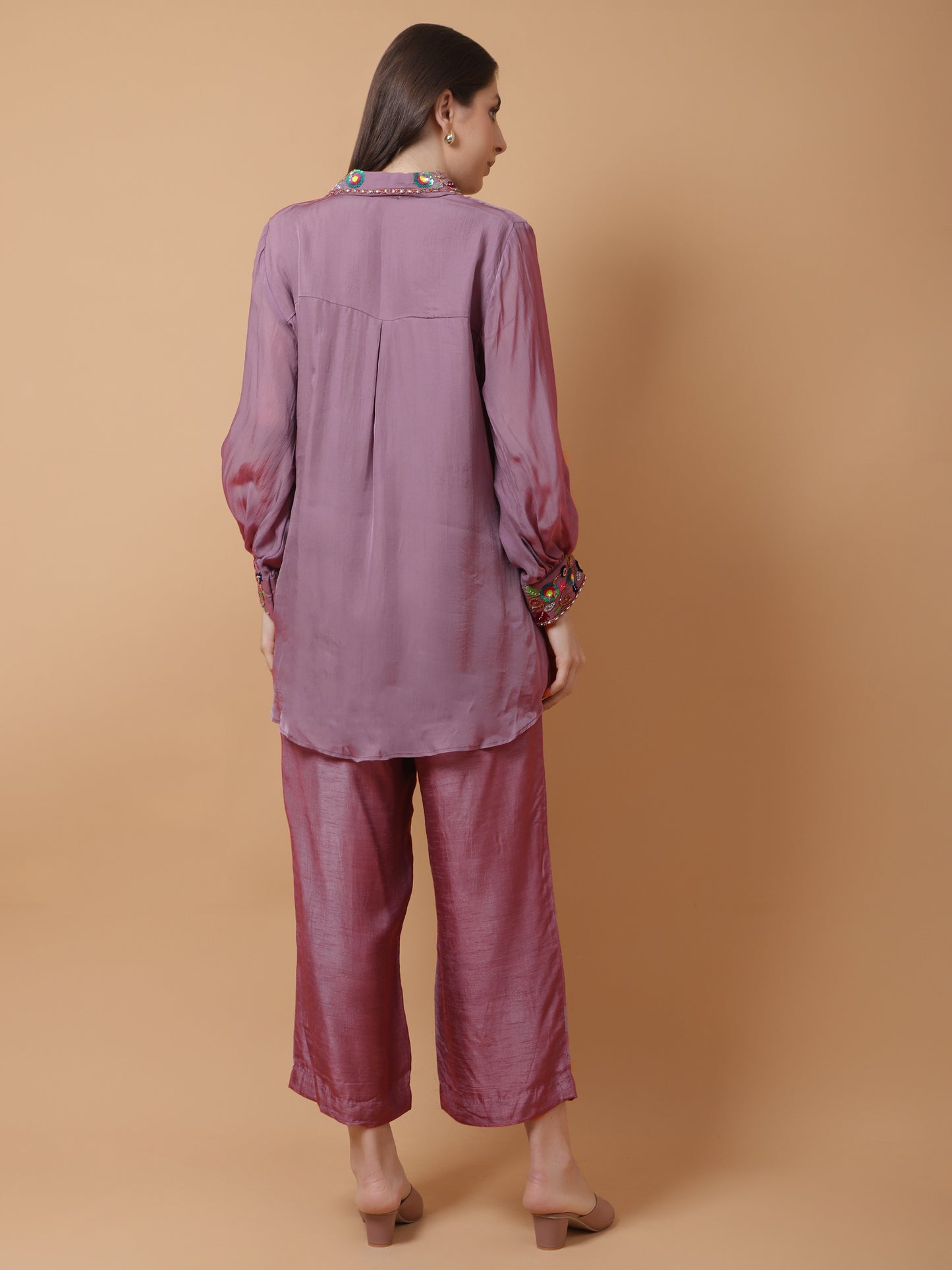 ONION ORGANZA CO-ORD WITH HAND WORK