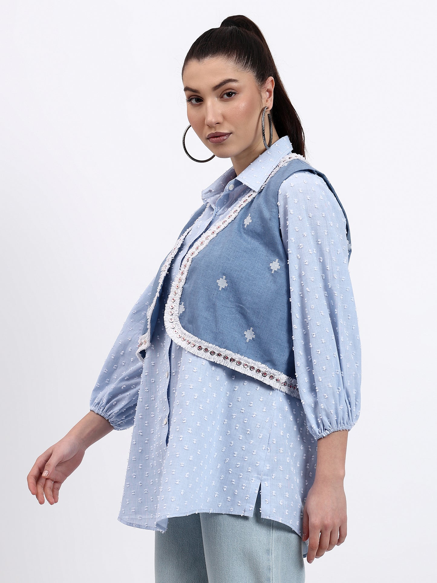 COTTON DENIM SHIRT WITH JACKET