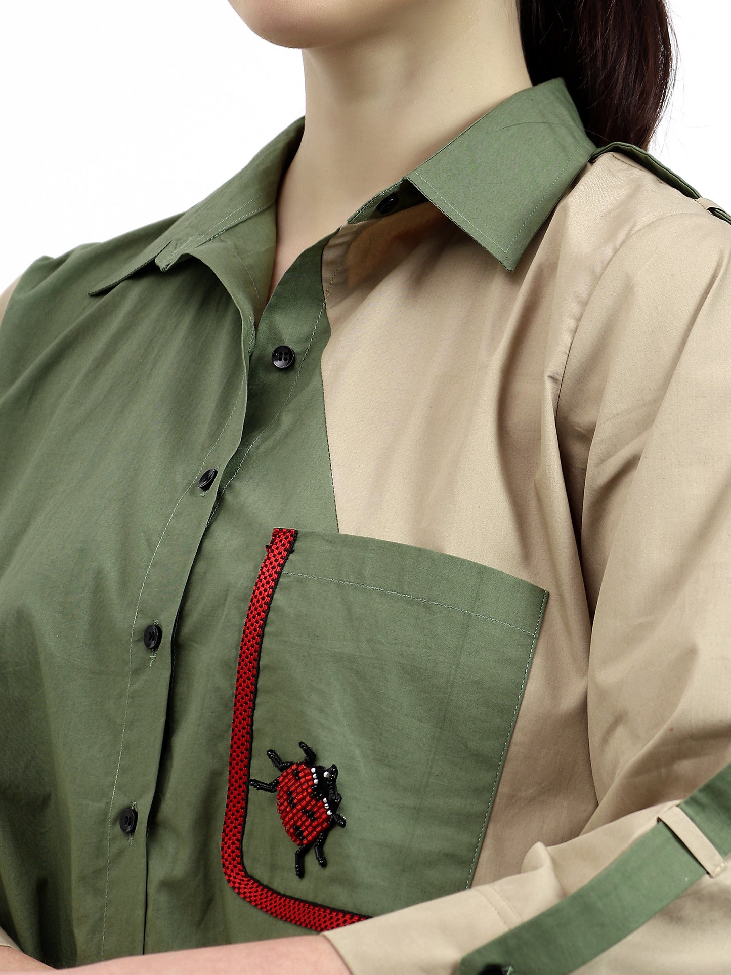 OLIVE AND BEIGE SHIRT