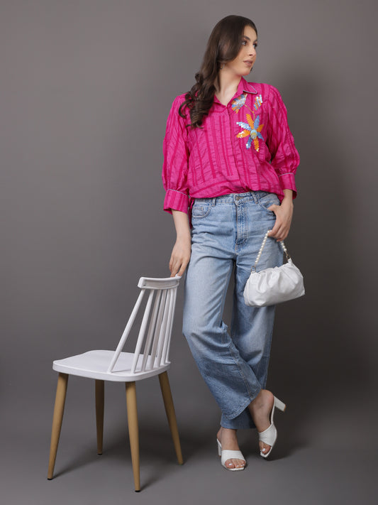 PINK CRUSHED COTTON SHIRT