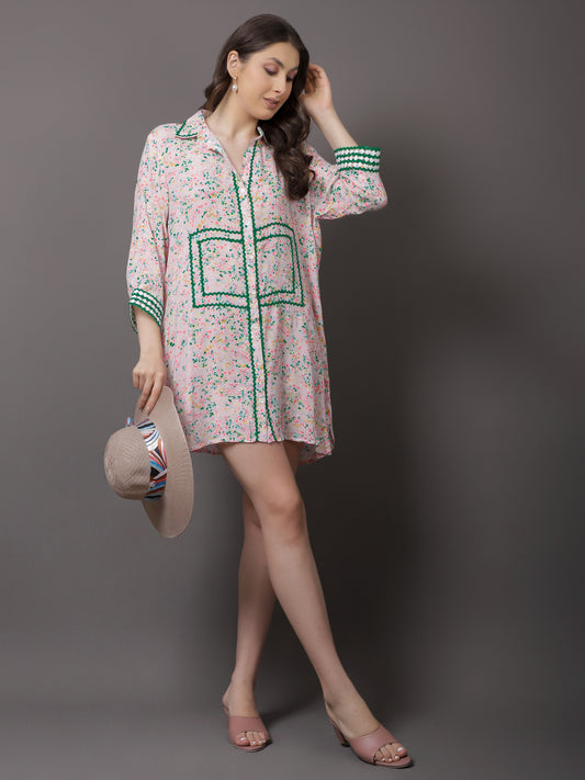 NEON FLORAL RIC RAC TUNIC