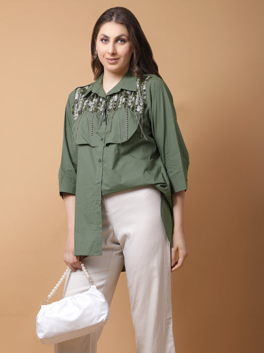 OLIVE SHELL SHIRT