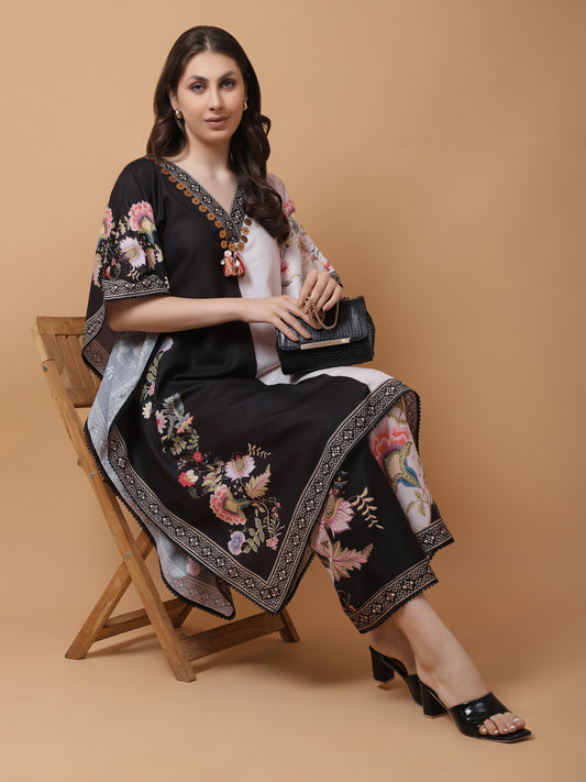 BLACK AND BEIGE KAFTAN ONLY