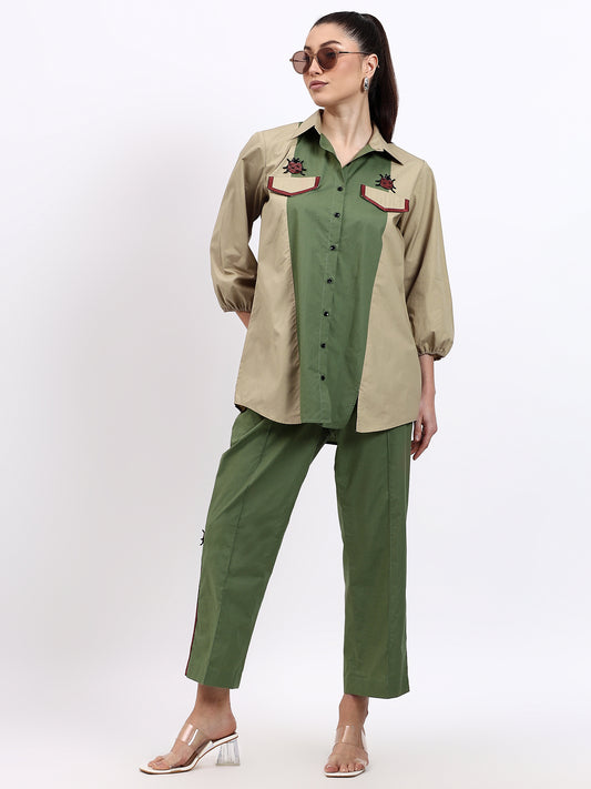 Olive And Beige Co-ord Set